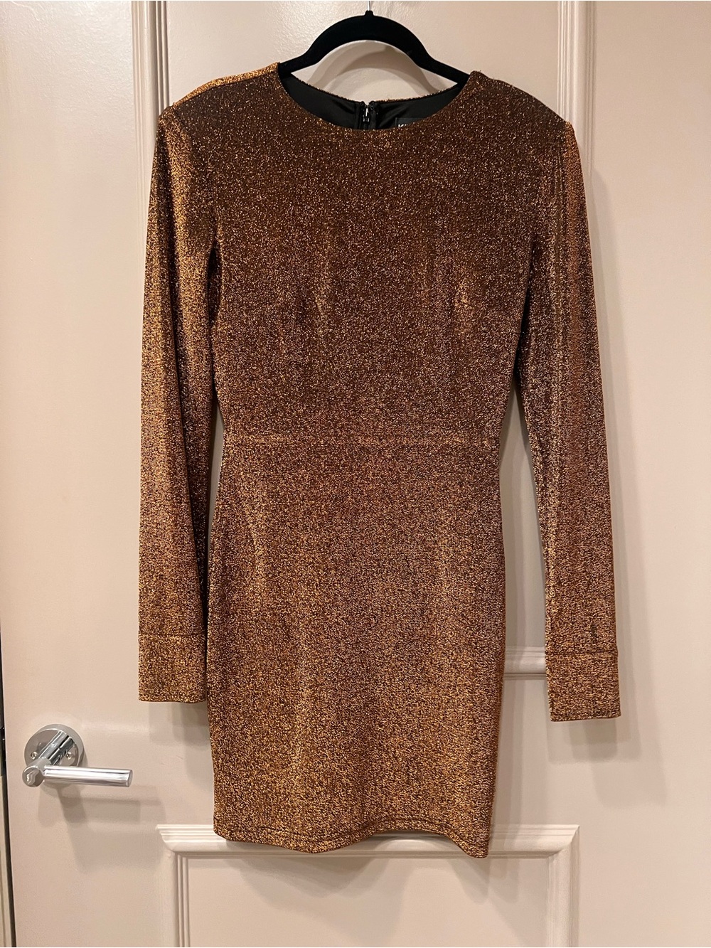 Kittenish by Jessie James Decker Bronze Metallic Shimmer Bodycon Dress